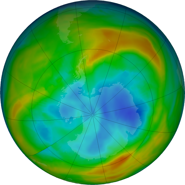 Antarctic ozone map for 07 August 2024